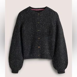 NWT Women Boden Chunky Fluffy Cardigan Black size 12